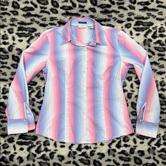 Autograph Tops - Autograph Pastel Pink Blue Stripe Button-Down Shirt